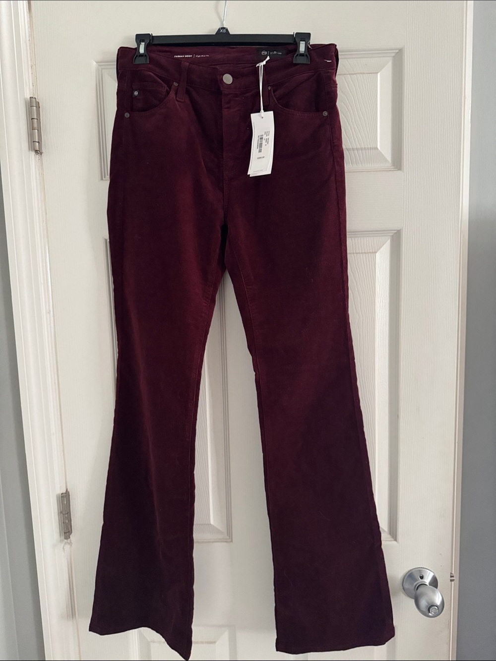 Ag Adriano Goldschmied Burgundy Corduroy Wide-Leg Jeans